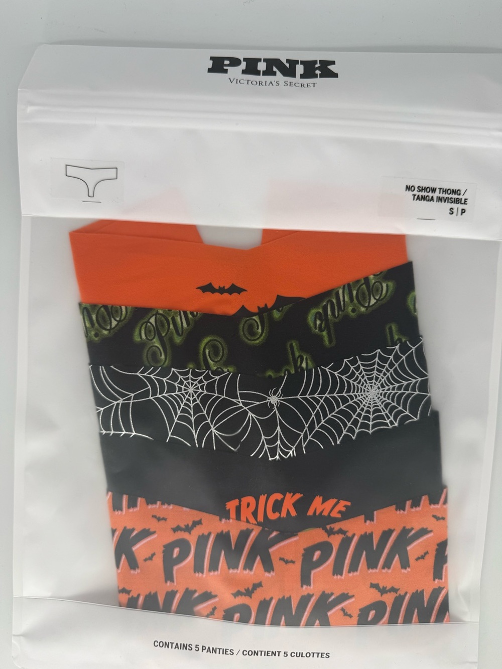 Victoria's Secret PINK Halloween 5-Pack small no show thongs new